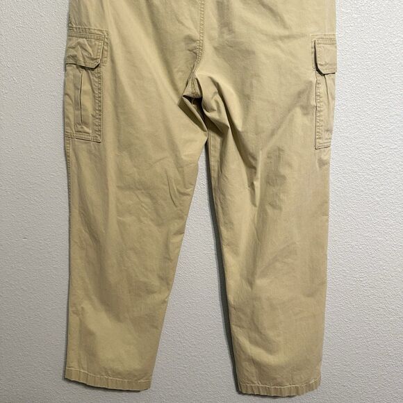 LL Bean Mens Cargo Pants 35X32(30) Tan  Sunwashed Canvas Straight Leg Distressed - Picture 6 of 11